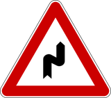 Warning for a double curve, first right then left.