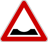Warning for a dip in the road.