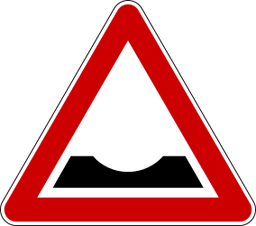 Warning for a dip in the road.