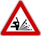 Warning for loose chippings on the road surface.