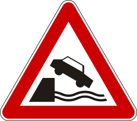 Warning for a quayside or riverbank.