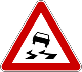 Warning for a slippery road surface.