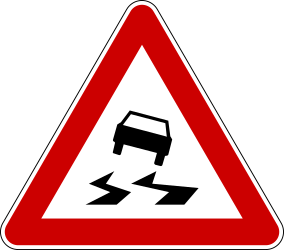 Warning for a slippery road surface.