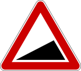 Warning for a steep ascent.