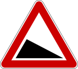 Warning for a steep descent.