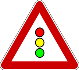 Warning for traffic lights ahead.