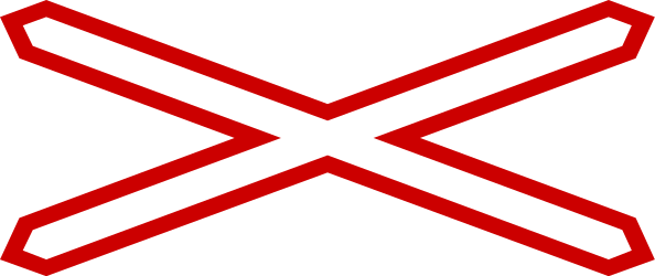 Warning for a railway crossing with one track.