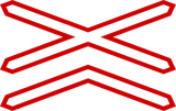 Warning for a railway crossing with two or more tracks.