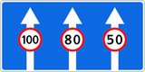 Höchstgeschwindigkeit eines Fahrstreifens.