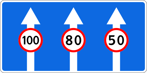 Höchstgeschwindigkeit eines Fahrstreifens.