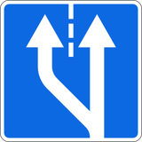Beginn eines neuen Fahrstreifens.