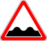 Warnung vor schlechter Fahrbahn.
