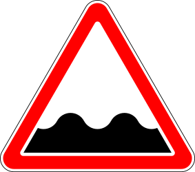 Warnung vor schlechter Fahrbahn.