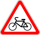 Warnung vor Radfahrern.