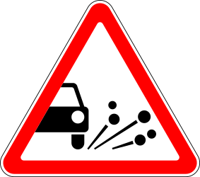 Warnung vor Rollsplitt.