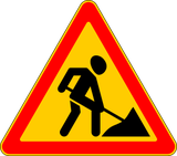 Warnung vor Straßenarbeiten.