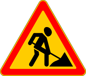 Warnung vor Straßenarbeiten.