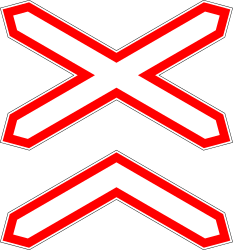Warnung vor Bahnübergang mit mehreren Gleisen.