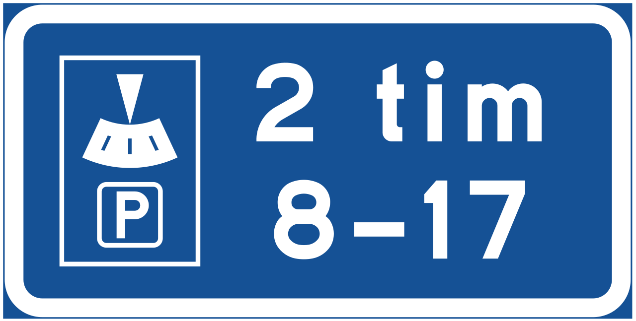 Parkscheibenpflicht, höchstens 2 Stunden.
