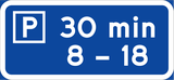 Parken zu den angegebenen Zeiten erlaubt.