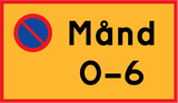 Parken am angegebenen Tag und zur angegebenen Zeit verboten.