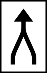 Zwei Fahrstreifen werden zusammengeführt.