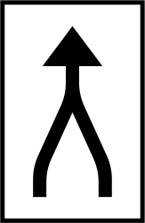 Zwei Fahrstreifen werden zusammengeführt.