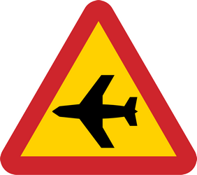 Warnung vor tief fliegenden Flugzeugen.