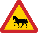 Warnung vor Wildpferden auf der Fahrbahn.