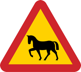Warnung vor Wildpferden auf der Fahrbahn.