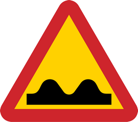 Warnung vor schlechter Fahrbahn.