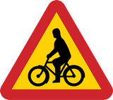 Warnung vor Radfahrern.