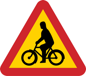 Warnung vor Radfahrern.