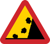 Warnung vor Steinschlag.