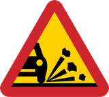 Warnung vor Rollsplitt.