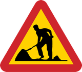 Warnung vor Straßenarbeiten.