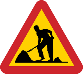 Warnung vor Straßenarbeiten.