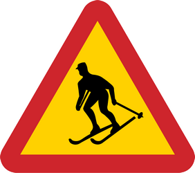 Warnung vor Skifahrern.