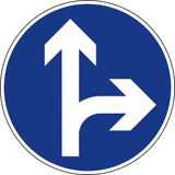 Geradeausfahren oder Rechtsabbiegen vorgeschrieben.