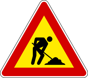 Warnung vor Straßenarbeiten.