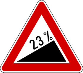 Warnung vor starker Steigung.