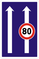 Velocidad máxima del carril.