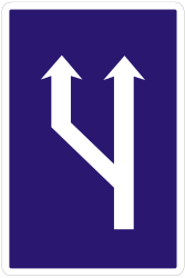 Beginn eines neuen Fahrstreifens.