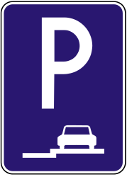 Parken nur auf Seitenstreifen oder Gehweg.