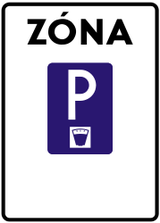 Inicio de zona de estacionamiento de pago.