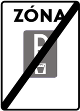 Fin de zona de estacionamiento de pago.