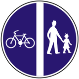 Vía dividida obligatoria para peatones y ciclistas.