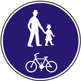 Vía compartida obligatoria para peatones y ciclistas.