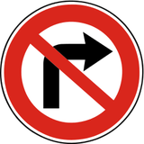 Giro a la derecha prohibido.