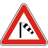 Advertencia de viento lateral fuerte.